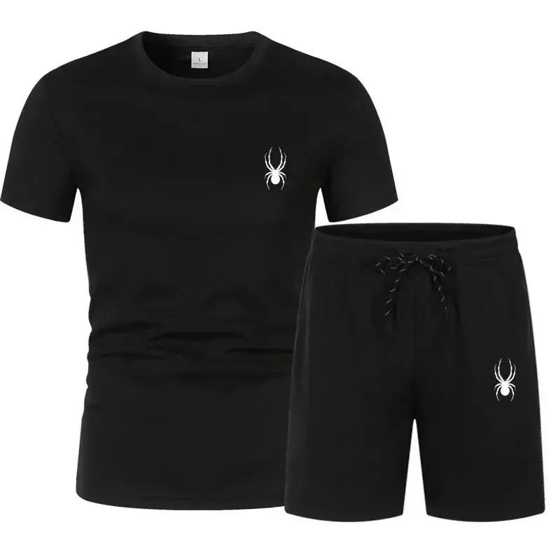 Conjunto de roupas esportivas casual masculino, camiseta e shorts, terno de corrida, moda verão 2022