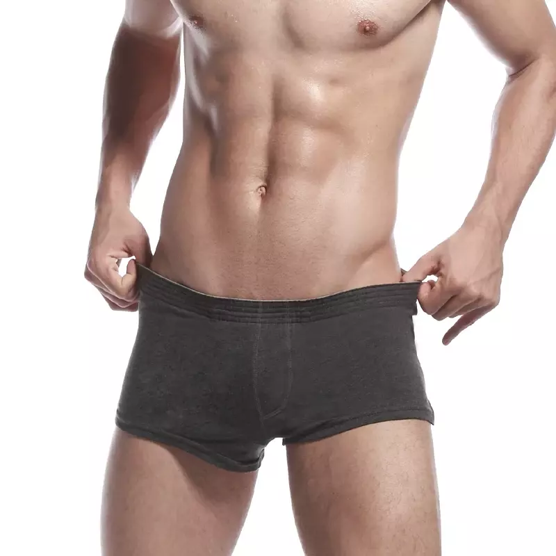 Seobean-Boxer en coton pour hommes, sous-vêtements, lounge, avec doublure de sac en U