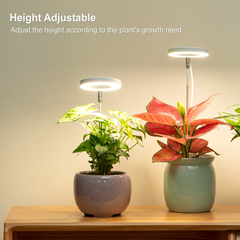 Anillo de luz LED de espectro completo, lámpara de cultivo con temporizador de encendido/apagado automático, luces de crecimiento regulables de altura ajustable para plantas de interior