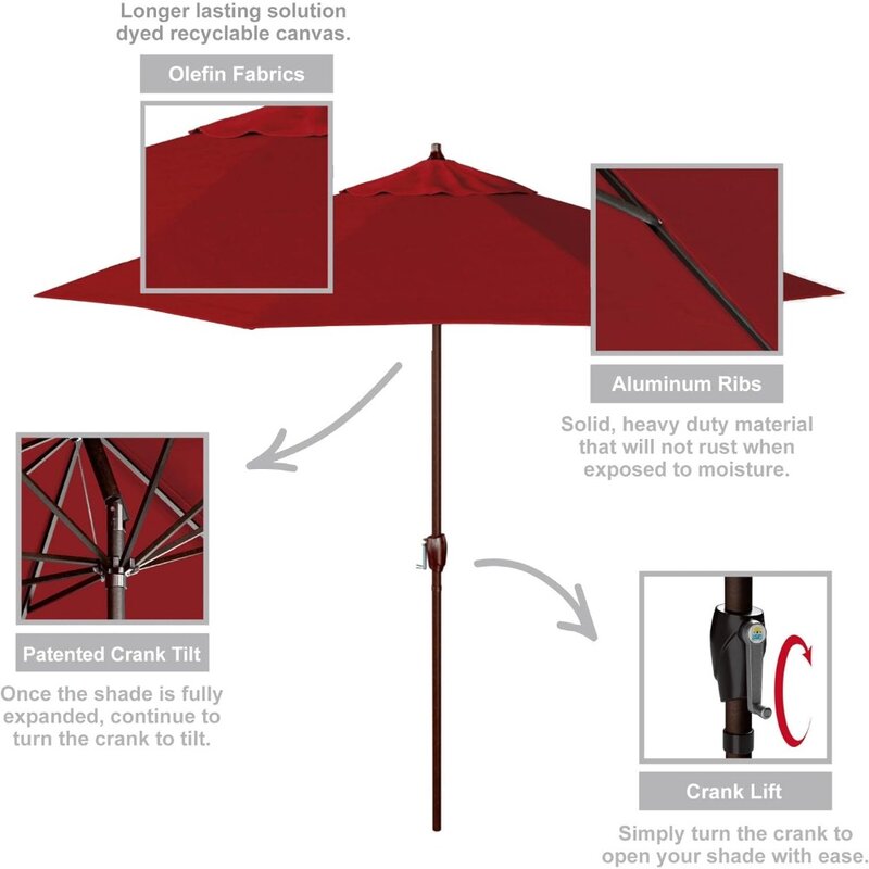 Parapluies de plage à perche en bronze pour jardin et terrasse, parasol à inclinaison automatique, bases rondes en aluminium, sans fret, .c9'
