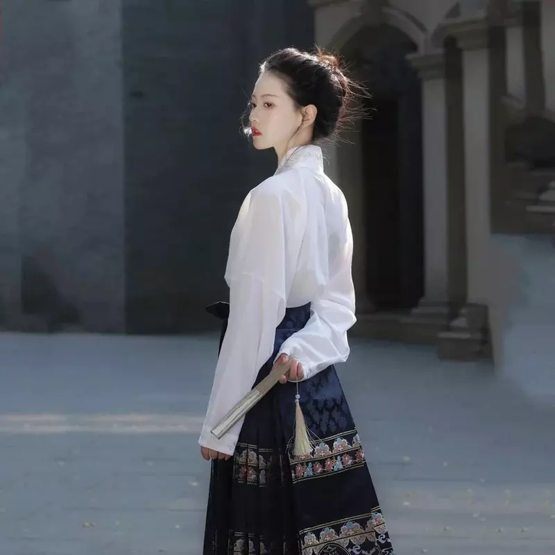 2024 NEW Ming Dynasty Horse Face Skirt For Woman Chinese Traditional Embroidery Hanfu Shirt New Design Party