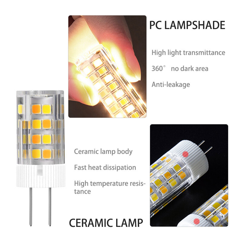 Bombillas de lámpara LED con Base G4/G9, 220V, 5W, 7W, luz de cerámica colgante, 3000K, 4000K, 6000K, Control de encendido/apagado, interruptor Tricolor, No necesita controlador