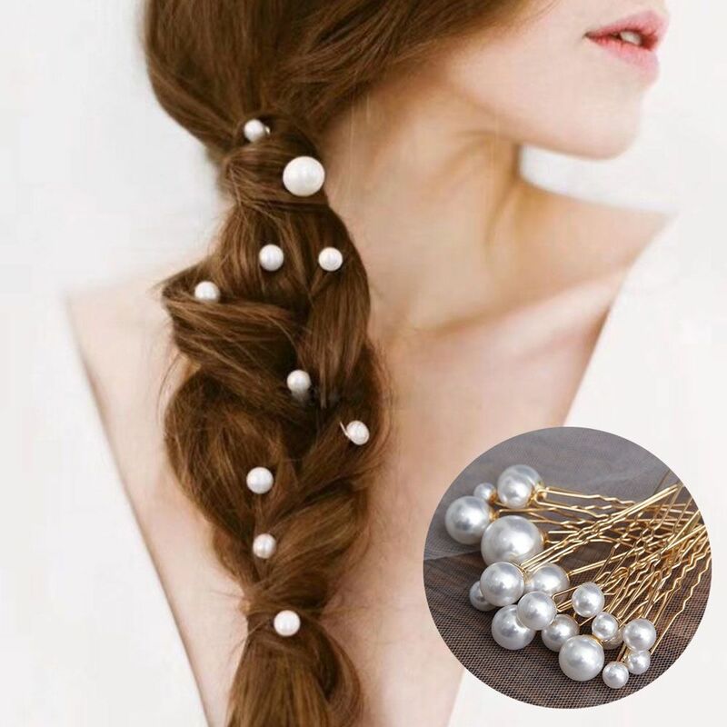 18Pcs/box Headdress Pearl Hairstyle U-shaped Hair Accessories Pearl Hairpin U-shaped Hairpin Wedding Headwear Bridal Tiara
