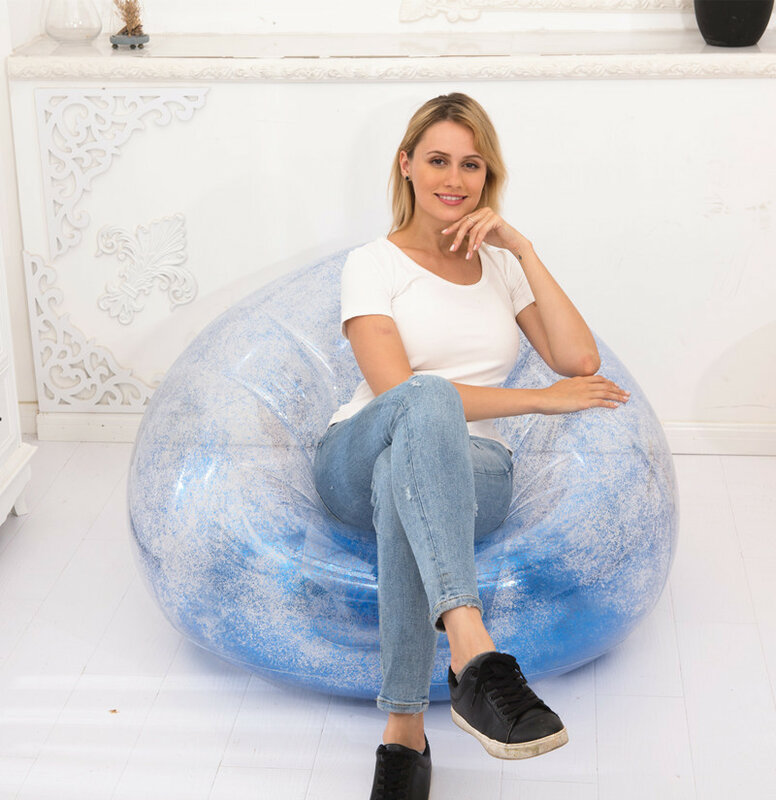 Outdoor Transparent Air Sofa Inflatable Stool Lazy Music Festival Indoor Inflatable Transparent Sequin Sofa Photography Props