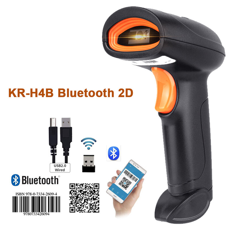 L8BL – lecteur de codes-barres Bluetooth 2D et S8 QR PDF417 2.4G, Scanner de codes-barres portatif sans fil, USB, Support téléphone portable iPad
