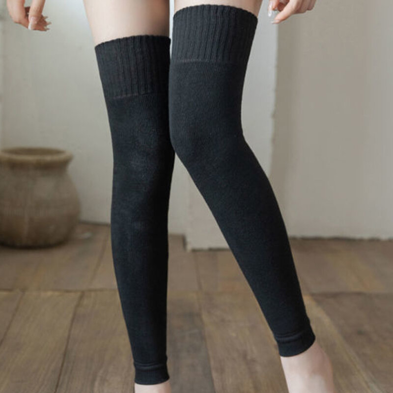 Sexy tricô de lã meias longas elásticas engrossar coxa meias altas sobre o joelho meias de pelúcia joelheira meninas joelho meia alta