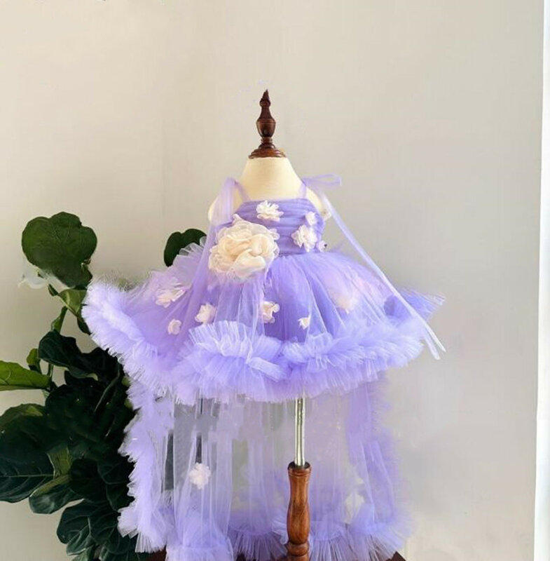 3d аппликация пышные цветочные платья для девочек тюль для свадьбы дня рождения вечеринки наряд малыша Бальные платья Рождество красота Конкурс одежда