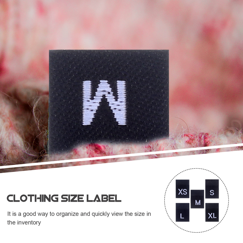 Ultnice-Etiquetas de tamaño personalizado para coser ropa, etiquetas de tamaño personalizado para camisa negra de 500 piezas, XS-XL"