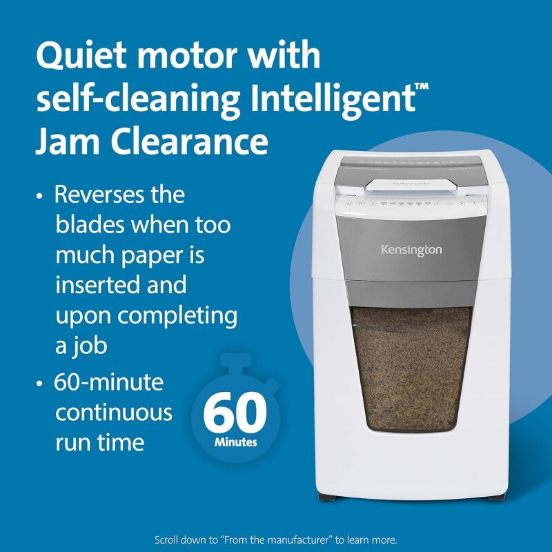 Máquina trituradora de papel, trituradora de papel de 300 hojas, alimentación automática, microcorte, antiatascos, resistente, con 15,8 galones de Pullou