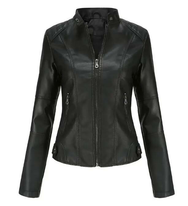 Vêtements en cuir femmes Slim veste printemps automne de haute qualité Faux cuir Manteau 7 couleurs EU Taille XS-4XL
