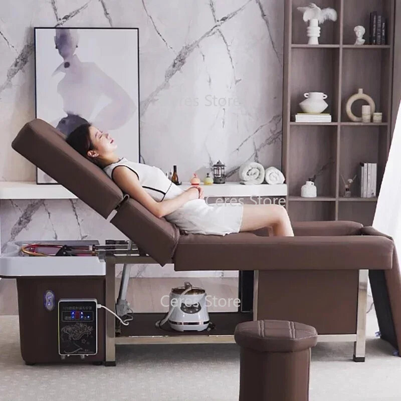 Kursi Salon kecantikan tempat tidur Spa kepala cuci rambut kursi sampo profesional elektrik perabotan Salon Stoel bantalan cukur