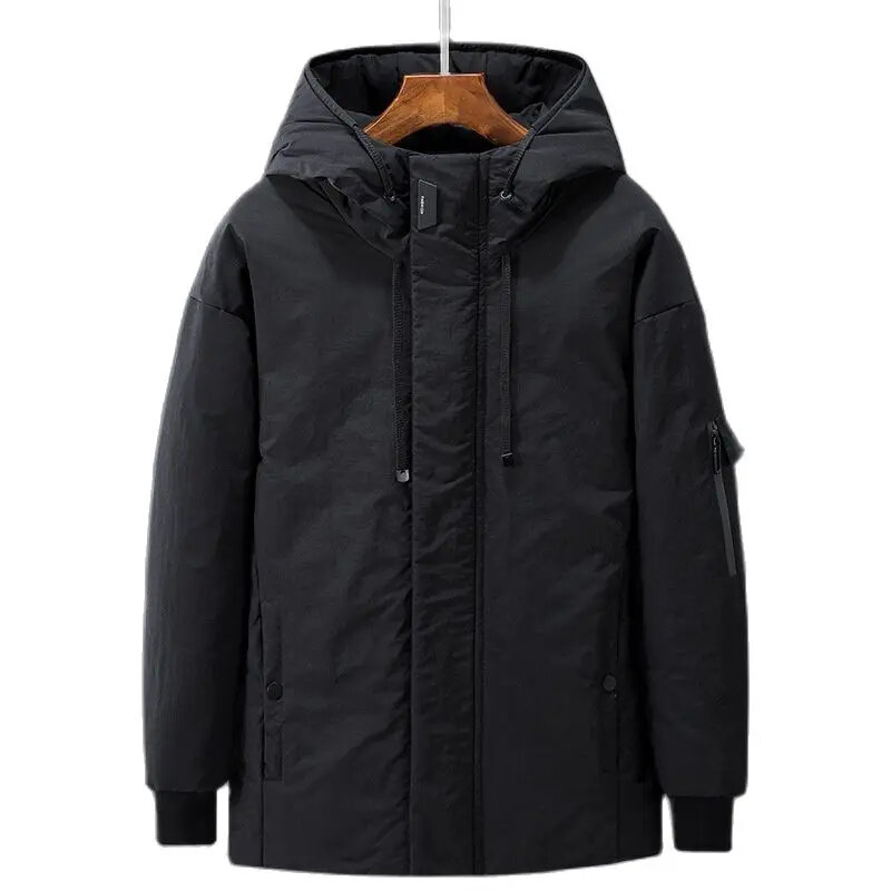 Jaqueta casual de lã grossa masculina, casaco longo com capuz, outwear impermeável, bolsos da moda, novo, inverno, 2022