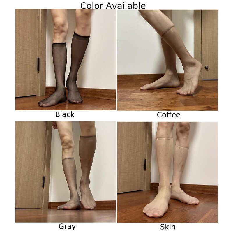 Calcetines ultrafinos sexys para hombre, medias transpirables transparentes, calcetines de traje de vestir, medias de malla transparente, medias sensuales sin rastro