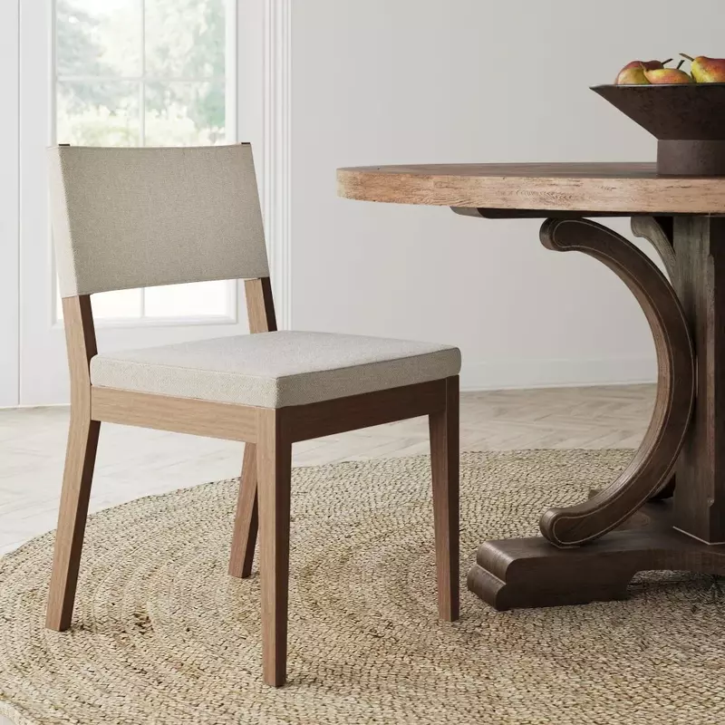 Chaise de salle à manger avec pieds en caoutchouc massif, chaise de salle à manger, chaises de finition marron clair, meubles de cuisine et de maison