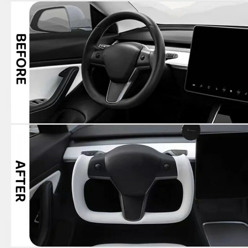 Yoke Steering Wheel For Tesla Model 3/Y 350mm Heating Optional Personalized NAPP Leather Handle Steering Wheel Accessories 2023