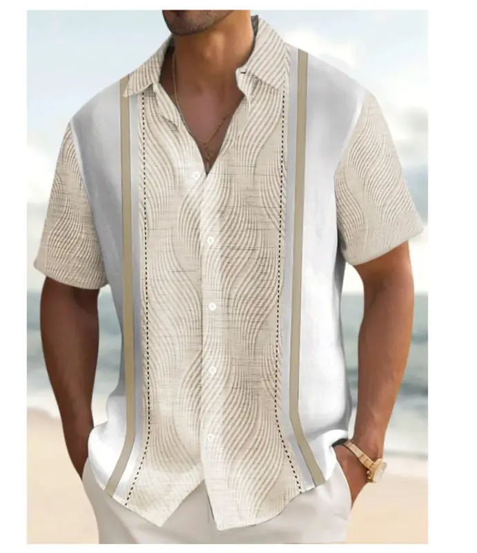 2024 New men's shirt plaid print retro lapel short sleeved shirt casual vacation men's designer designed clothing in plus size