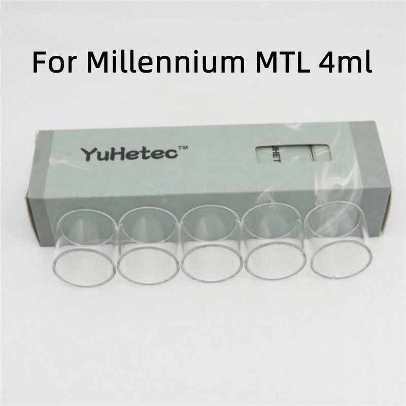 YUHETEC tabung kaca lurus isi 5 buah, aksesori tangki lurus pengganti 4ml untuk milenium MTL RTA 22mm