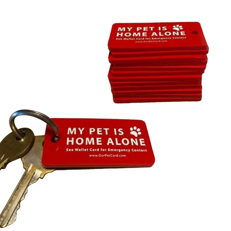 Cane e gatto sono a casa da scheda emergenza e etichetta chiave con scheda chiamata per contatti emergenza.
