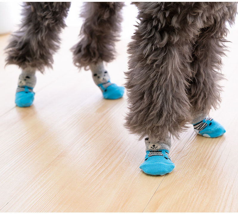 สัตว์เลี้ยงถักถุงเท้าสุนัขถุงเท้าการ์ตูน Anti Slip เสื้อผ้าสุนัขแมวถุงเท้าเท้าครอบคลุมสัตว์เล...