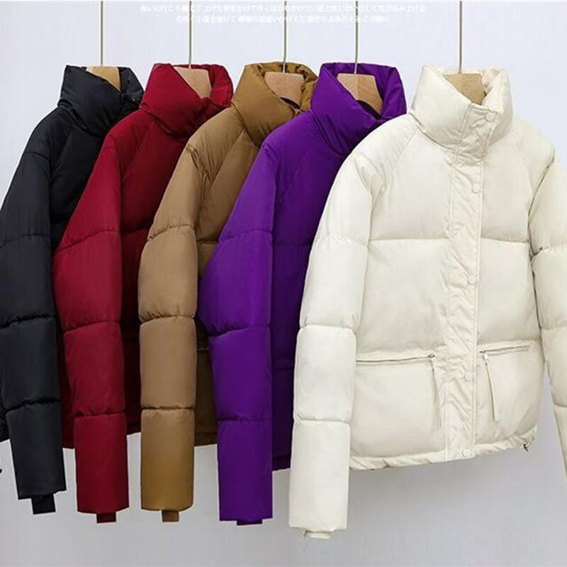 Winter New Coat Women Down Cotton Coat Causal Thick Warm Parkas Zipper Short Winter Jacket Outerwear Female Bread Cotton Clothes