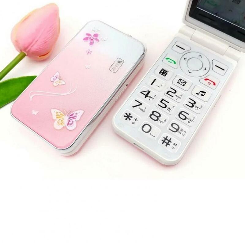 Celular Flip Desbloqueado com Cartão Duplo SIM, Display Celular, Tela de Alta Definição, Botões Grandes, 2,4 polegadas