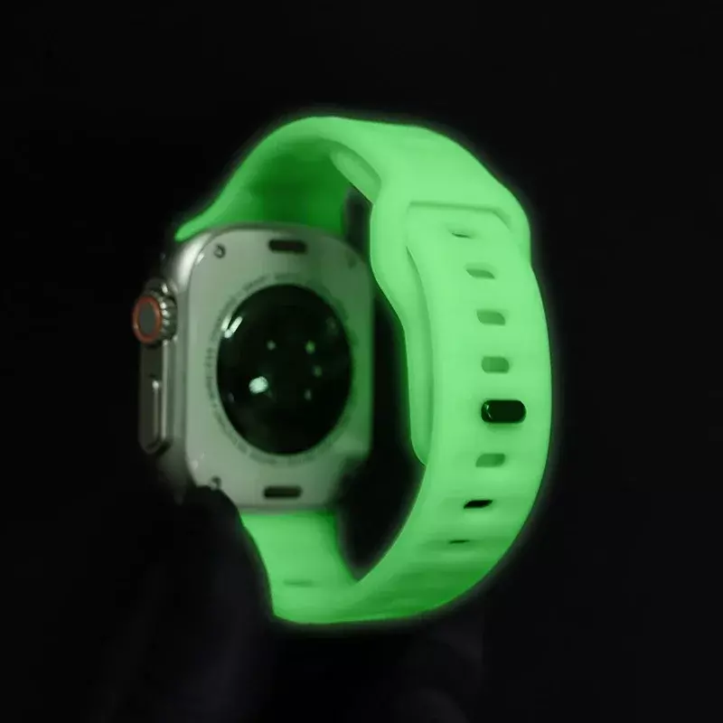 Pulseira de Silicone para Apple Watch, Faixa 9, 8, 7, 41mm, 45mm, Ultra 2, 49mm, 44mm, 40mm, 38mm, 42mm, pulseira Correa para iWatch Series 6, SE, 5, 4