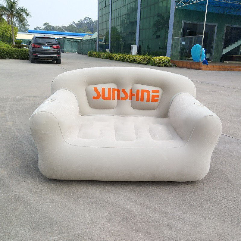 Juego de sillas plegables para exteriores, sofá inflable doble, flocado, muebles portátiles para acampar, tumbonas de playa