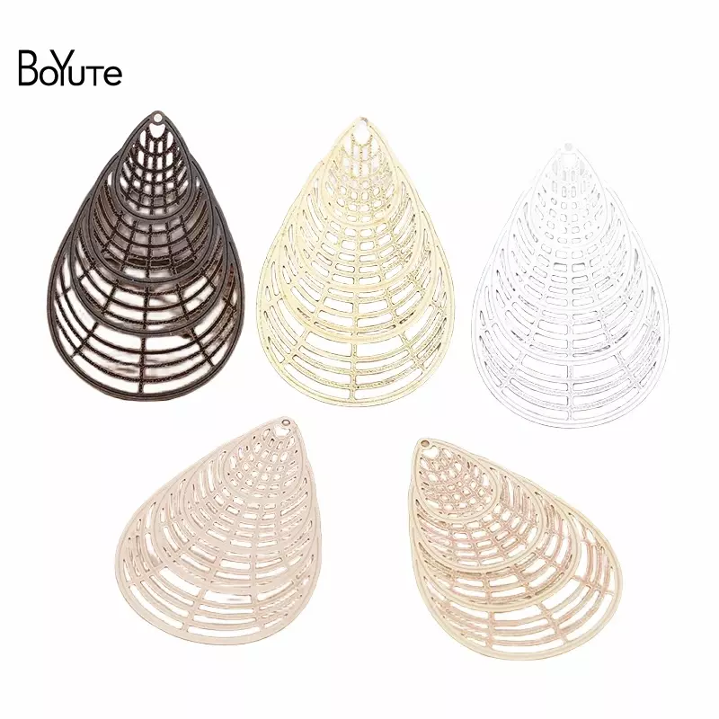 BoYuTe (10 Pieces/Lot) Metal Brass Filigree Water Drop Plate Pendant Materials Handmade Diy Jewelry Accessories