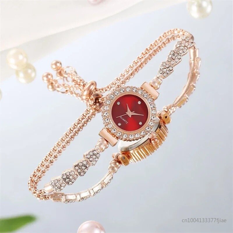 Hot Verkoop Quartz Horloge Gratis Aanpassing Strass Armband Quartz Horloge Voor Vrouwen Luxe Dames Polshorloges Groothandel