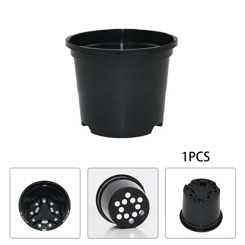 Maceta de plástico para plantas negras, fondo hueco para vivero, contenedores para flores, suministros de jardín, 1 ud.