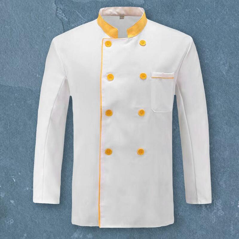Chef Jacket Button Closure Long Sleeves Chef Shirt Stand Collar Lint-free Catering Kitchen Chef Uniform Custom Cooking Clothes