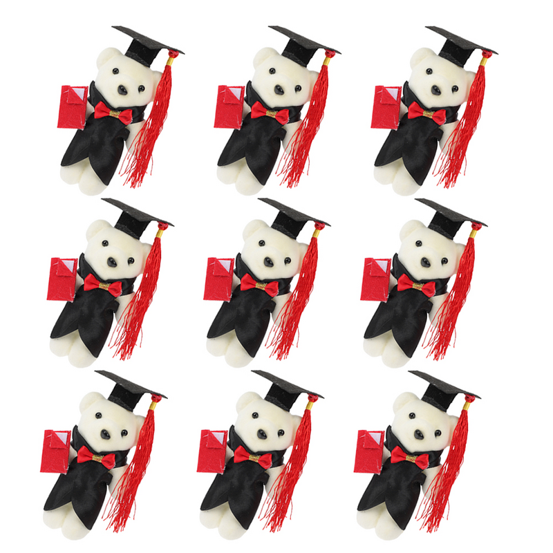 Figuras de felpa del dr. Bear para niños, juguetes de dibujos animados, bonitos osos de poliéster, temporada de graduación, 9 piezas