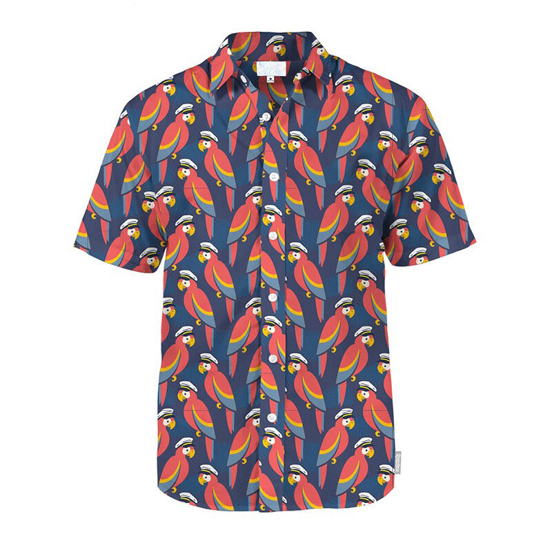 Camisa hawaiana de manga corta para hombre, camisa informal con estampado 3D de pájaros, de alta calidad, 2024