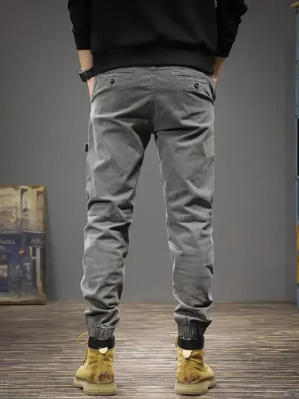 Pantalones Cargo de pesca para hombre, ropa de trabajo ajustada, gris, holgada, Harajuku, diseñador de moda, algodón, envío gratis