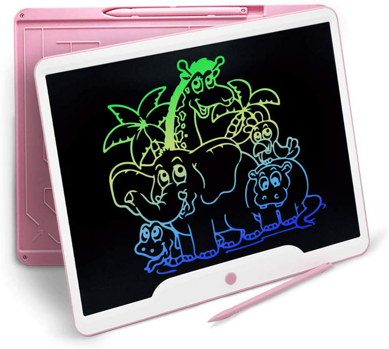 Tablet Tulis LCD Merah Muda 8.5/10/12/15 Inci Papan Gambar Anak Bantalan Tulisan Tangan Warna-warni Hadiah untuk Anak Perempuan