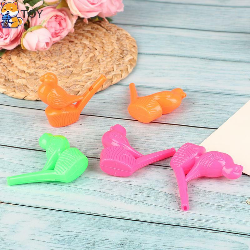 5 buah peluit burung air baru peluit pesta plastik warna-warni untuk mainan instrumen musik anak-anak mainan pembuat kebisingan