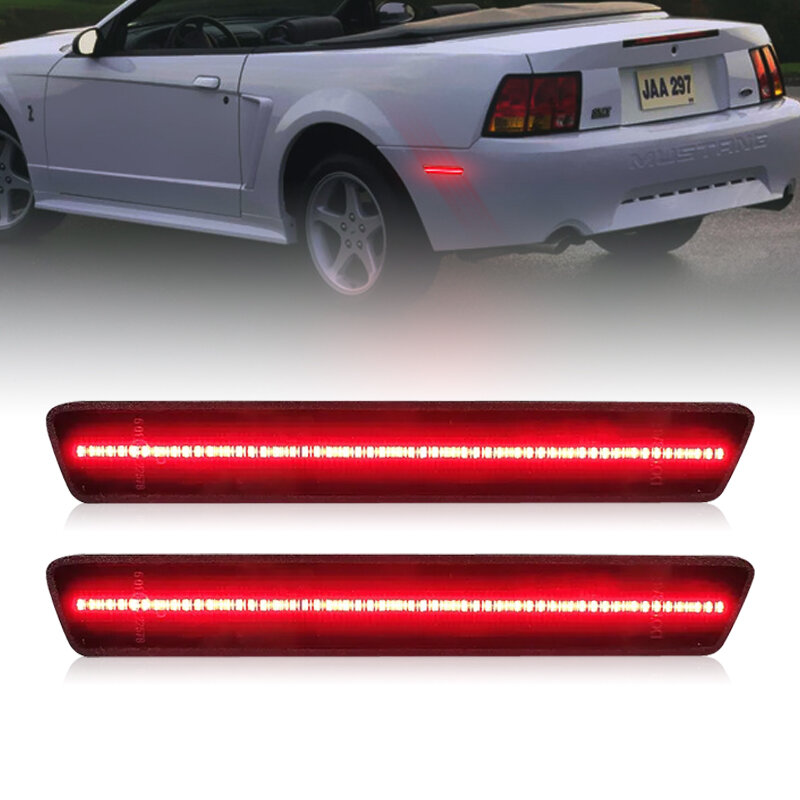 Luz LED de posición lateral para Ford Mustang 1999-2004, luces de guardabarros trasero Rojas, lente ahumada