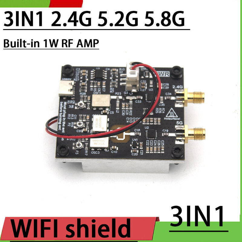 3in1 2.4G 5.2G 5.8G WiFi signal shield Frequency prevent RF POWRE amplifier Sweep signal source module for Bluetooth UAV drone