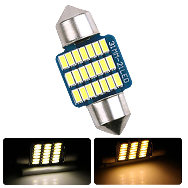 슈퍼 브라이트 LED 전구 더블 팁 21SMD 31mm 작업등, 독서 돔 라이트, 자동차 램프, 자동차 인테리어 액세서리, 1 개