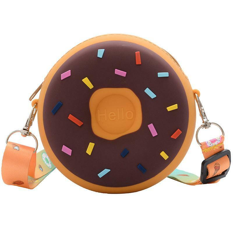 실리콘 도넛 라운드 크로스 바디 동전 가방, 어린이, 유아, 소녀, 어린이, 어깨 핸드백, 조절 가능한 스트랩, 휴일 여행 포켓 팩