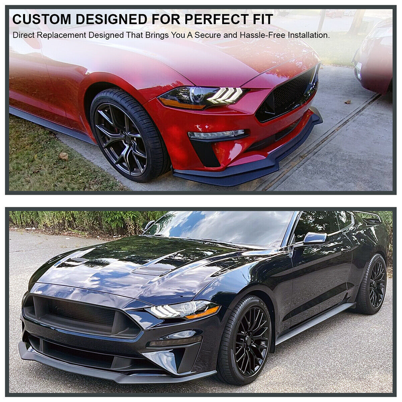 For Ford Mustang 2018-2022 A Pair Car Fog Lamp Vent Canard Strip Eyelid Trim Splitter Eyebrow Front Bumper Cover Pocket Accents