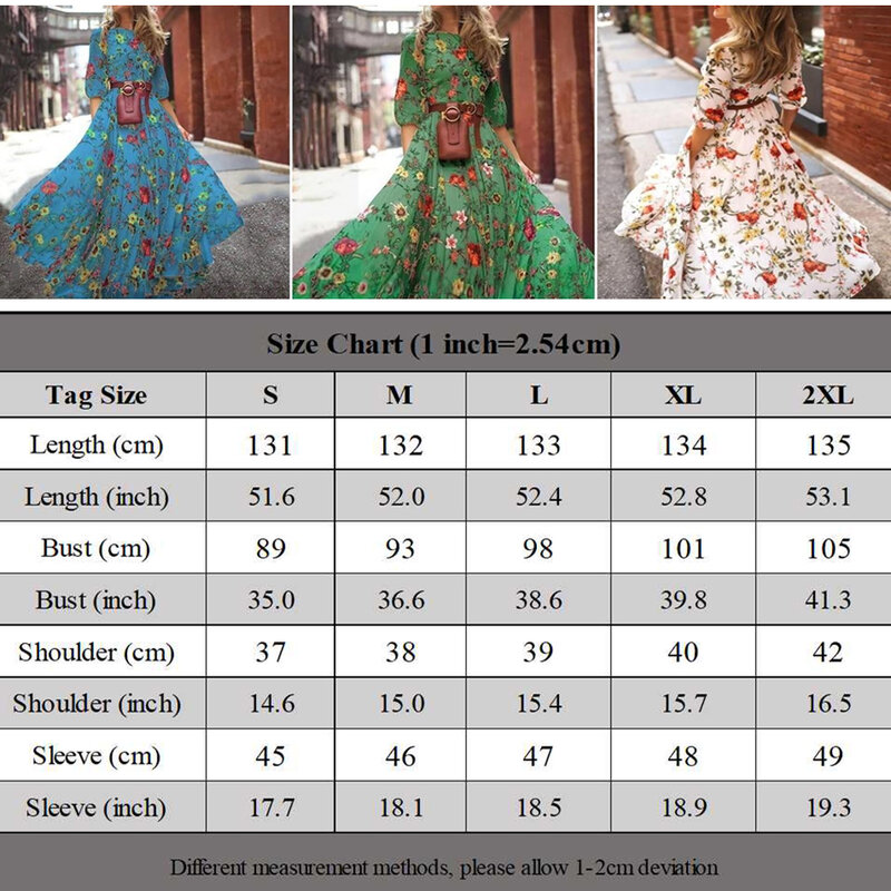 Stylish Fashion High Quality Comfy Swing Dress Maxi Dress 1pcs Bohemian Floral O Neck Polyester Print S-2XL Spring
