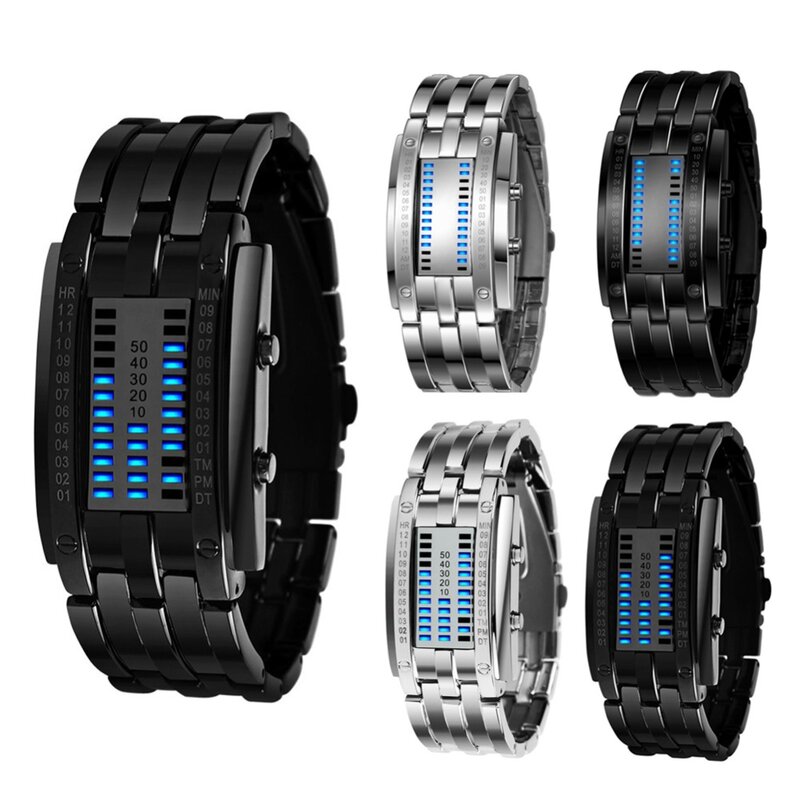 Часы наручные для влюбленных, модные роскошные, из нержавеющей стали, с датой, светящиеся цифровые светодиодные электронные спортивные часы для пар, 2023