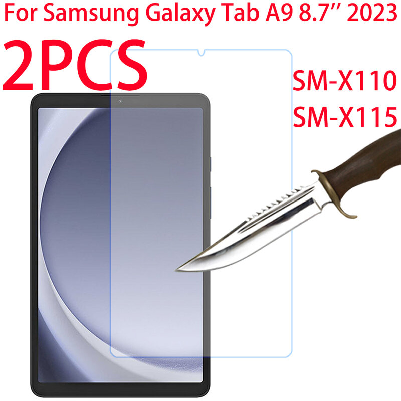 Pelindung layar Tempered Glass, 2 buah untuk Samsung Galaxy Tab A9 8.7 inci 2023 untuk A9 SM-X110 lapisan pelindung SM-X115 cocok layar