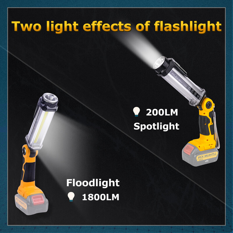 2000lm 14,4 V-18V für dewalt led arbeits licht li-ion batterie usb taschenlampe neue tragbare led taschenlampe