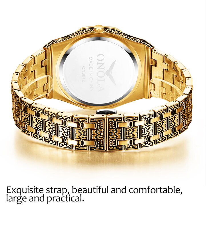2023 Retro Sculpture Quartz watch Homens de aço inoxidável dourado Engrave Relógio de pulso relógio masculino montre homme para dropshipping bracelet montre