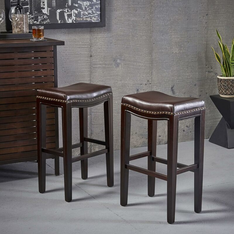Барные стулья Avondale с открытой спиной, 12 дюймов D x 18,13 дюйма W x 30 дюймов H, набор из 2 предметов, коричневого цвета