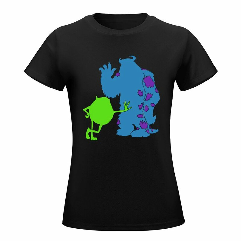 몬스터 프렌즈 티셔츠 여성용, 애니메이션 의류, 플러스 사이즈 상의, 오버사이즈 티셔츠