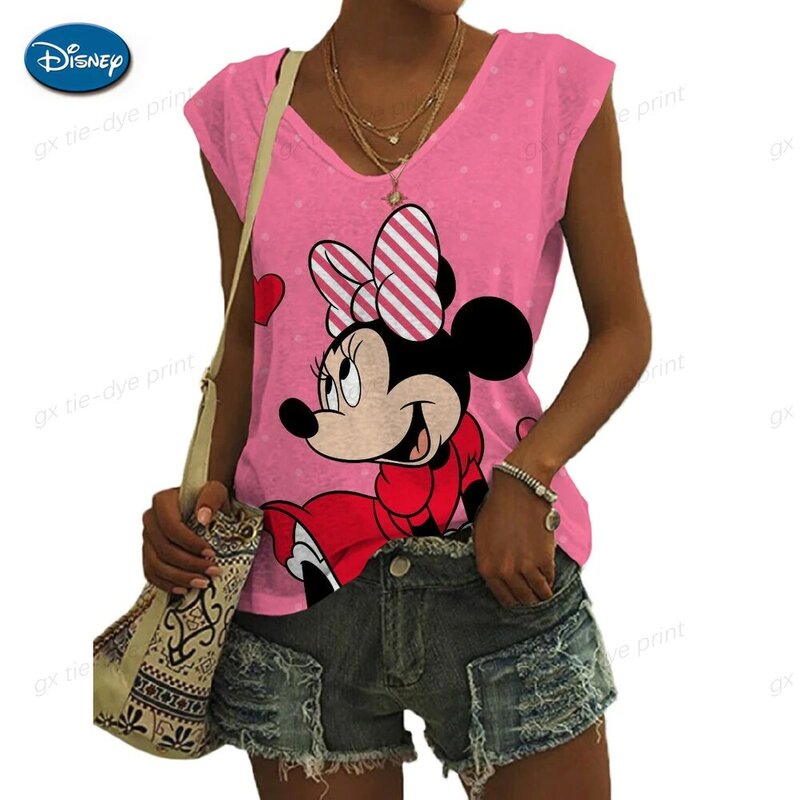 Vrouwen Mouwloze Zomer Vest Vrouwelijke Harajuku Tank Tops Voor Vrouwen Dames T-shirt 2023 Disney Mickey Mouse Print Tank Top