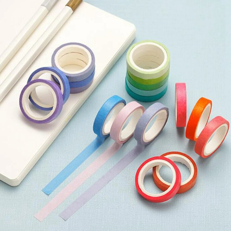 Cinta Washi básica de Color sólido, cinta adhesiva decorativa de arcoíris, pegatina para álbum de recortes, papelería para diario, 120 piezas